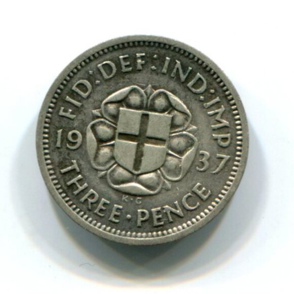 1937 Great Britain Three Pence Coin (b706-23) - Picture 1 of 2